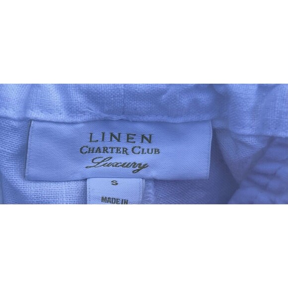 Charter Club Linen Luxury White Pull On Cropped Pants Coastal Lagenlook Beach S - Picture 5 of 6